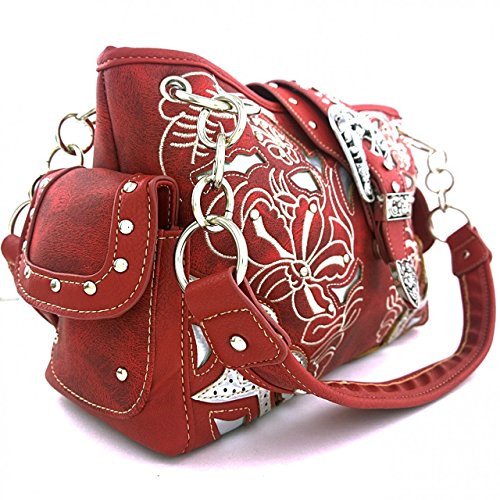 Texas West Women's Embroidered Buckle Shoulder Handbag & Wallet Set - Multi Color Crossbody Purse for Work, Travel & Everyday Use
