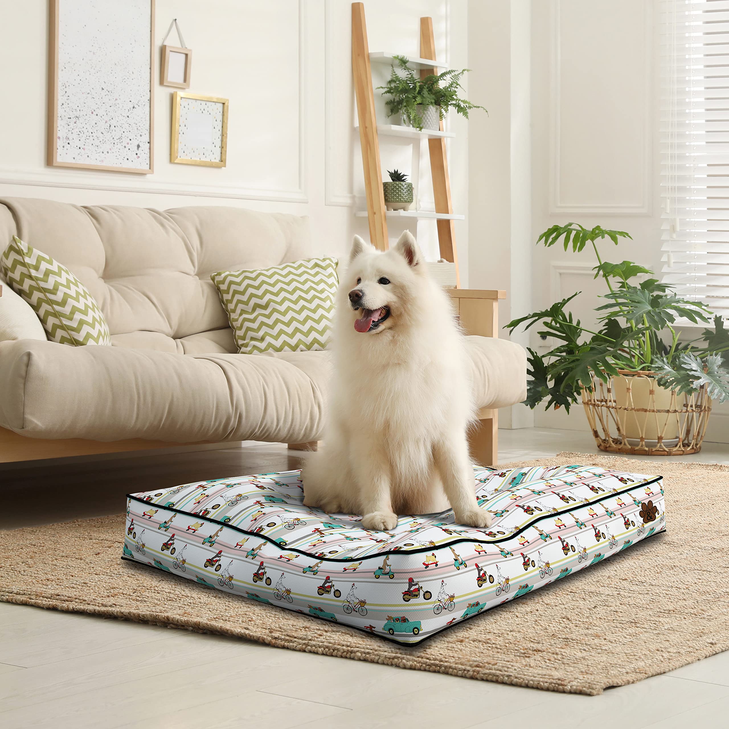 Premium Orthopedic Dog Bed for Large, Medium & Small Dogs - Soft Plush Pet Mattress with Removable Washable Cover, Waterproof & Non-Slip Bottom - Ideal for Crates, Floors & Home Use (Pattern 04, Small)