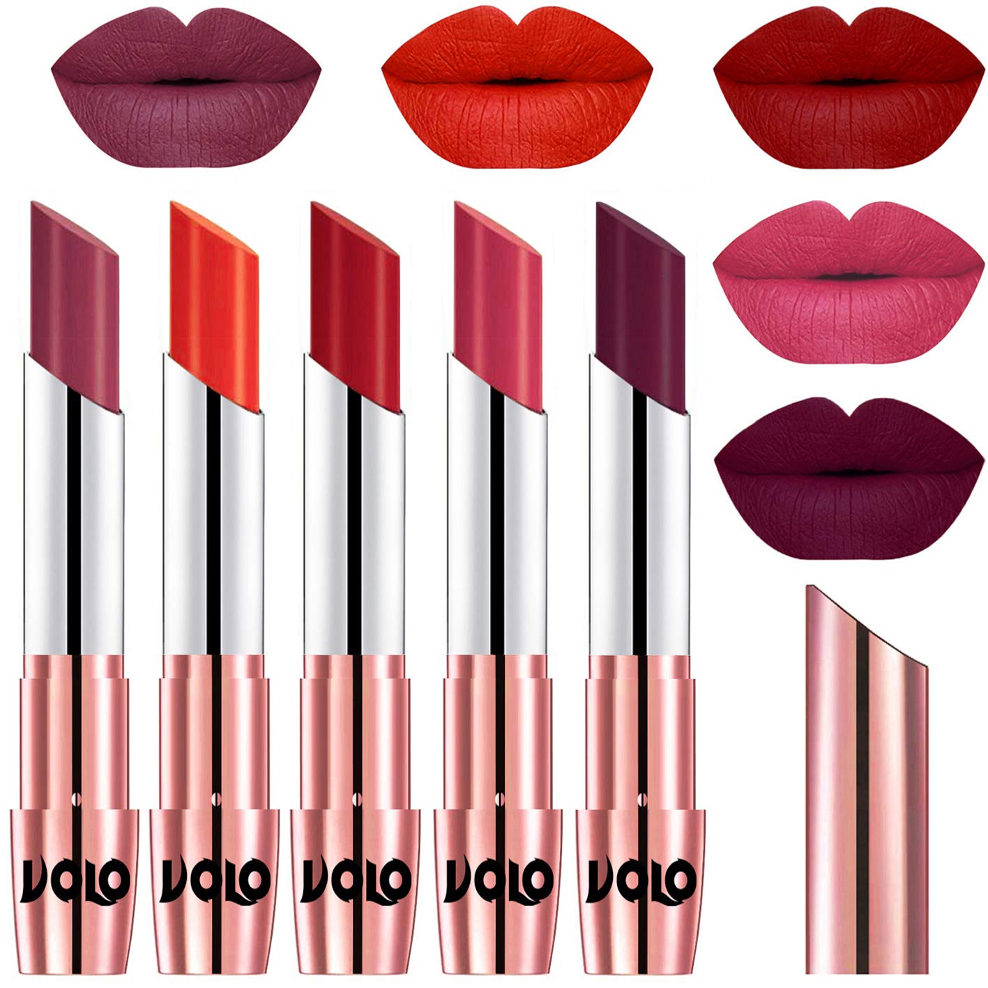 VOLO Matte Lipstick - Cherry, Coral, Tomato Red, Pink, Wine Shades | Long Lasting & Moisturizing | Perfect for Daily Wear, Parties & Special Occasions