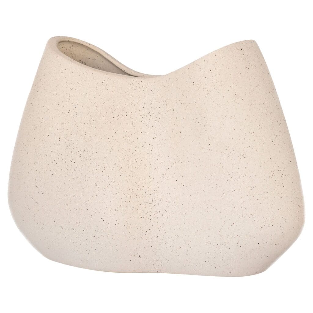 Cyan Design 11776 Organic Pinched Bowl - Handcrafted Ceramic Grainy White Textured Serving Bowl for Salad, Soup, or Decorative Display