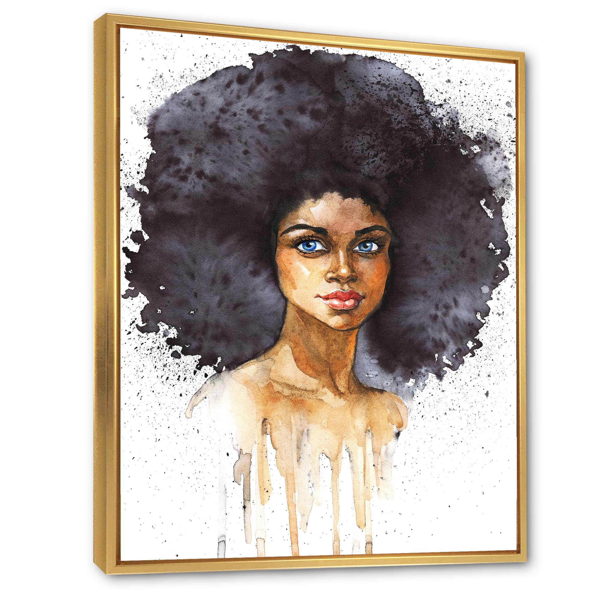 Modern Framed Canvas Wall Art - African American Woman Portrait X - Home & Office Decor - Perfect for Living Room, Bedroom or Office Wall Decor