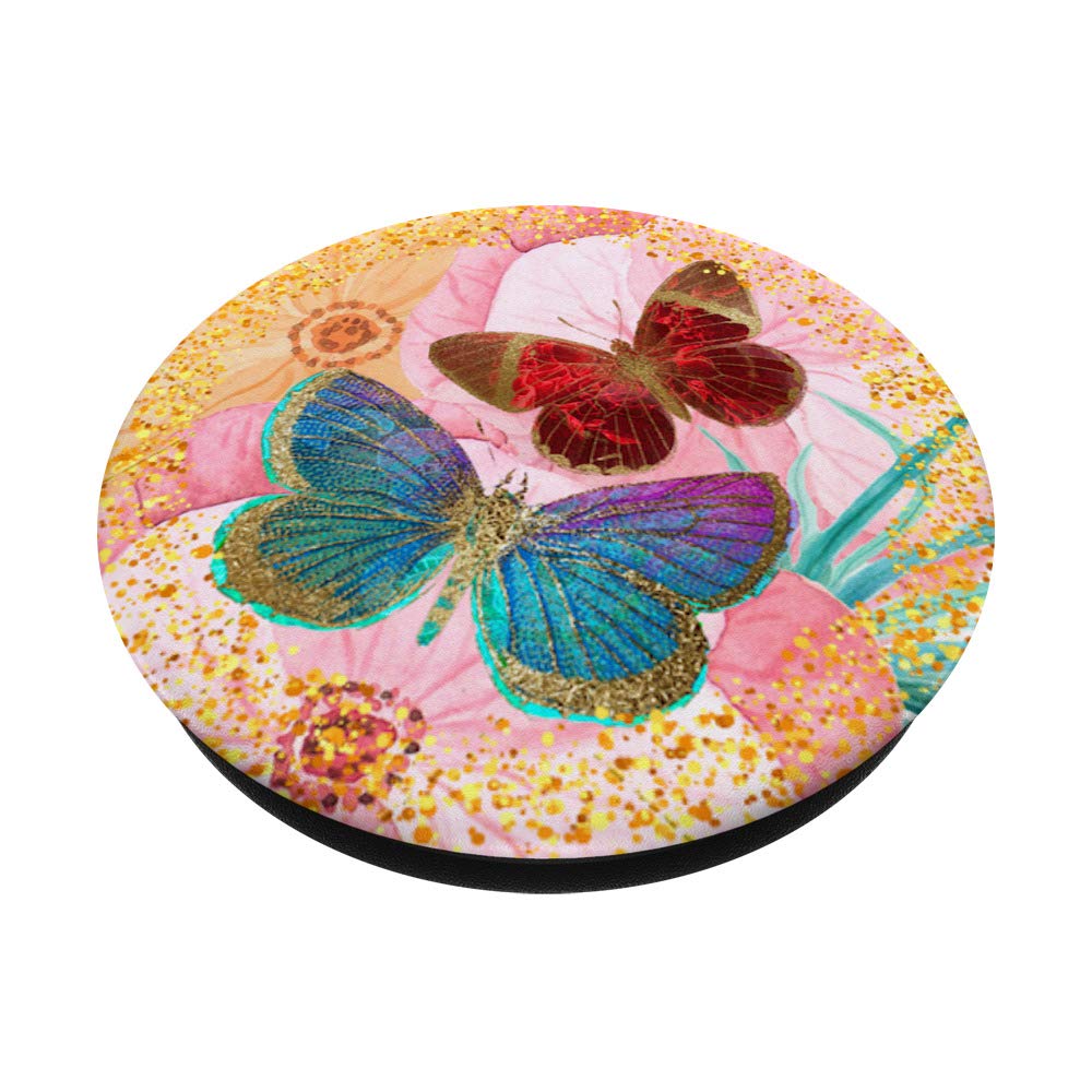 Blue and Red Butterfly Phone Grip Stand - Non-Slip Phone Holder for iPhone Samsung Galaxy - Perfect for Selfies, Watching Videos & Hands-Free Use