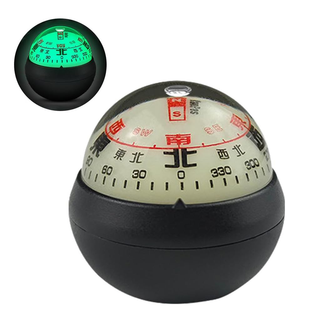 Car Dashboard Compass - Adjustable Double Dial Compass Ball with Bottom Stick for Boat, Truck & Marine Navigation | Direction Finder for SUV, Car, Truck | Perfect for Off-Roading, Boating & Road Trips