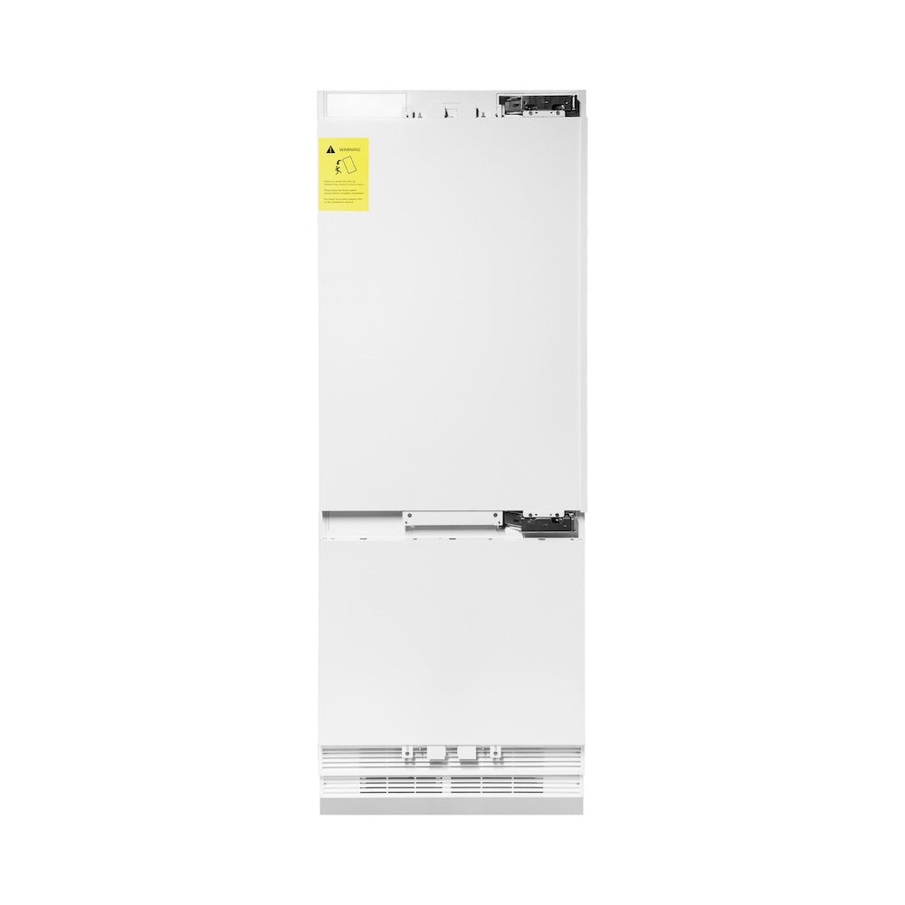 ZLINE Autograph Edition 30 Inch Panel Ready Built-In Bottom Freezer Refrigerator - 16.1 cu. ft. Capacity with Water Dispenser & Ice Maker - Polished Gold Accents (RBIVZ 30 G) - Perfect for Modern Kitchens & Luxury Homes