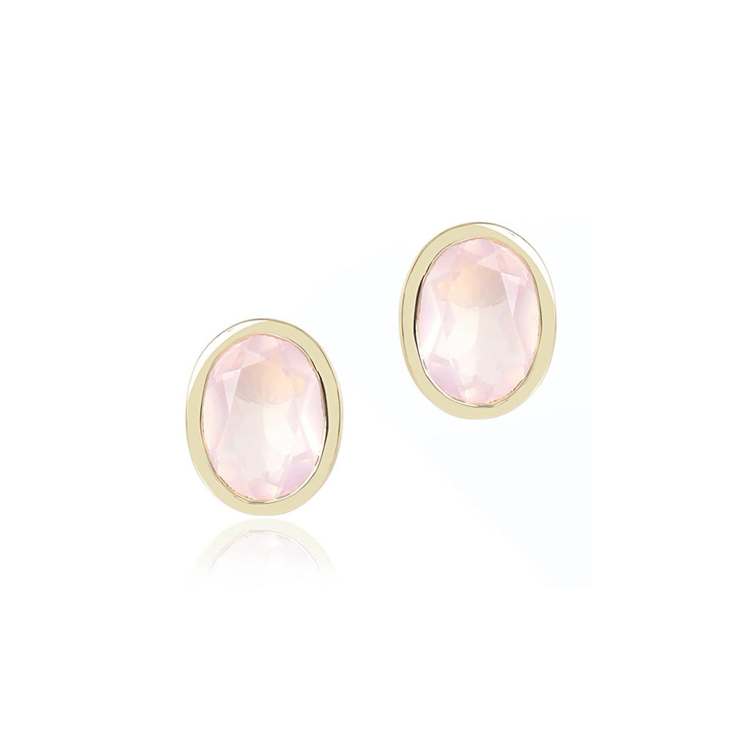 Rose Quartz Joan Stud Earrings – Dainty Pink Gemstone Earrings for Women, Perfect for Everyday Wear, Gifts & Special Occasions