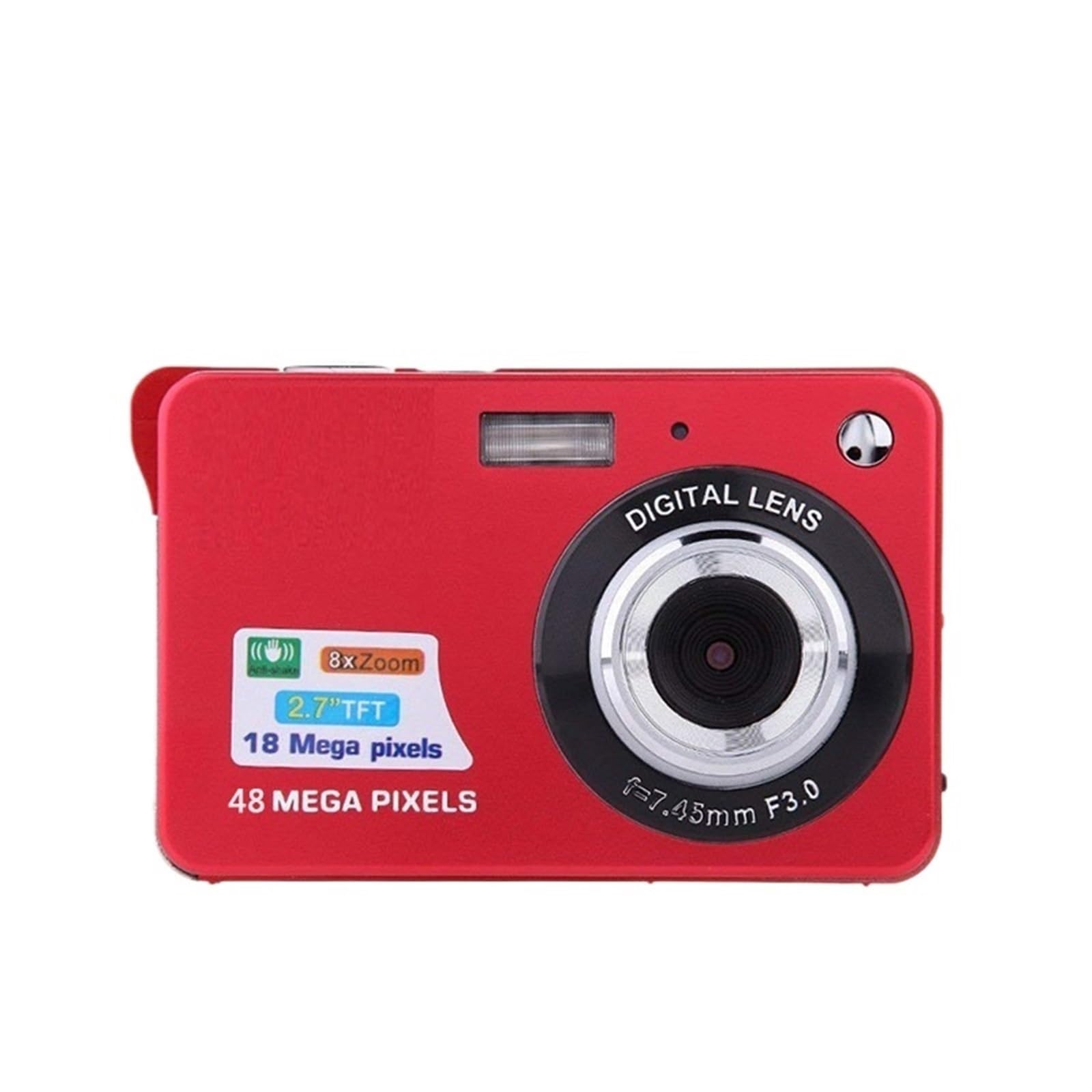 48MP HD Digital Camera - Retro Vintage Style Student Card Camera with Selfie & Video Recording (Red) - Perfect for Travel, Vlogging, and Everyday Photography