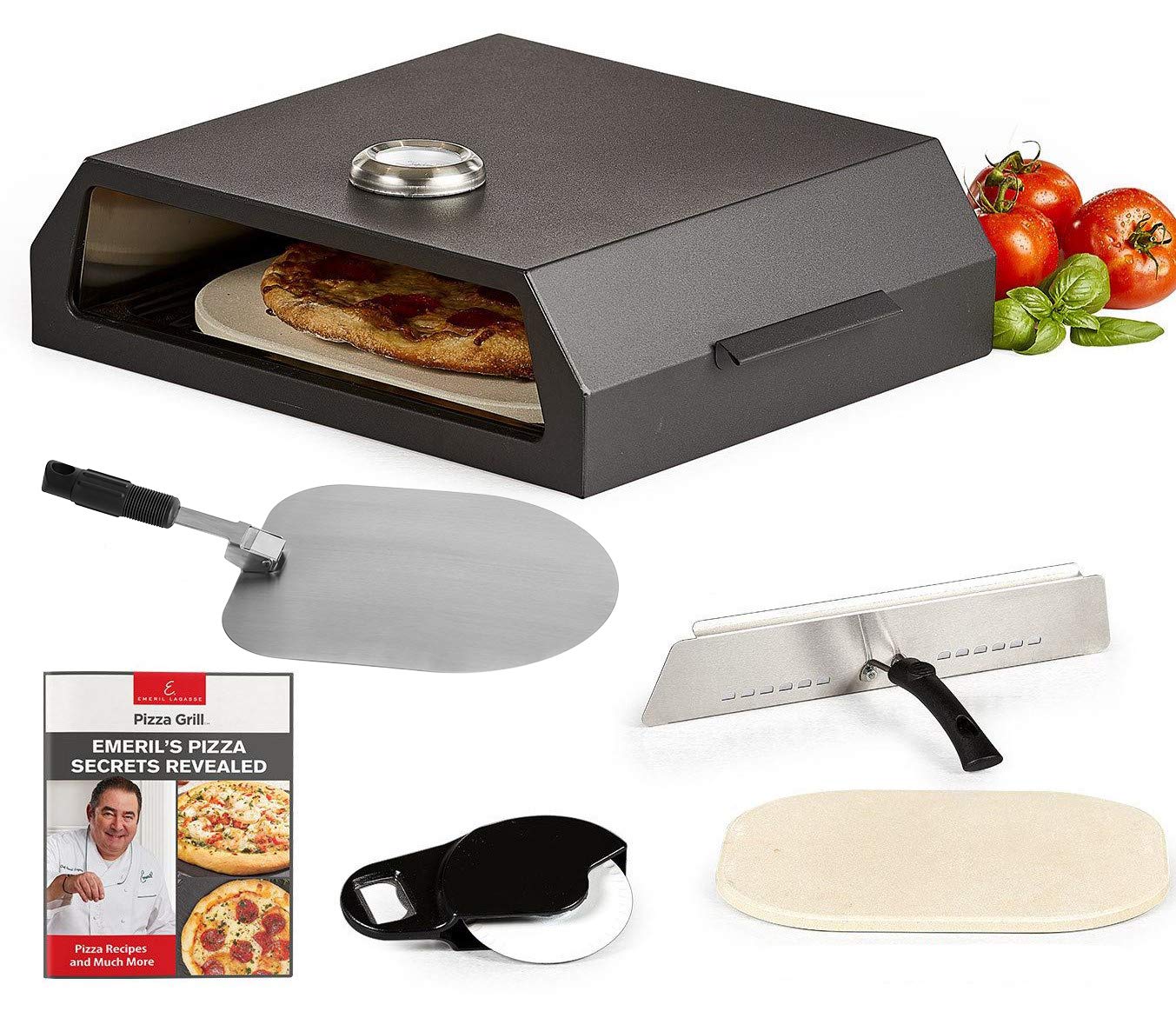 Emeril Lagasse Premium Pizza Grill Oven Kit - Outdoor Grill & Indoor Gas Stovetop Baking System (Black) | Perfect for Backyard BBQs, Patio Parties & Home Pizza Nights