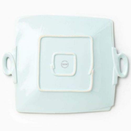 Vietri Lastra Aqua Handled Square Platter - Stoneware Serving Dish for Steak, Salad, Dessert & Snacks | Elegant Dinnerware for Entertaining, Holiday Meals & Kitchen Decor
