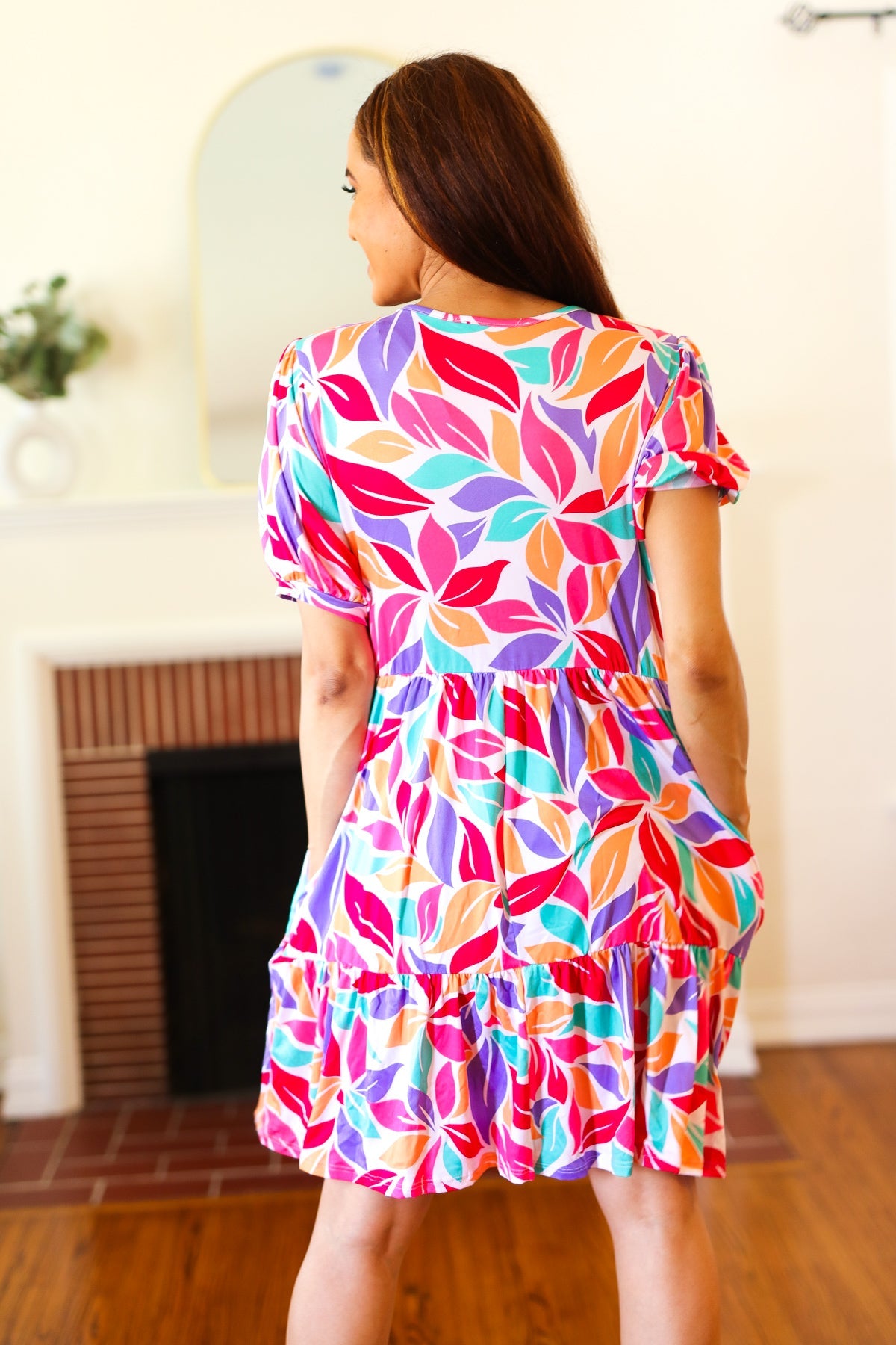 Multicolor Floral Tiered Front Tie Pocketed Dress - Comfortable & Stylish Women's Summer Dress for Casual Outings, Parties & Vacations