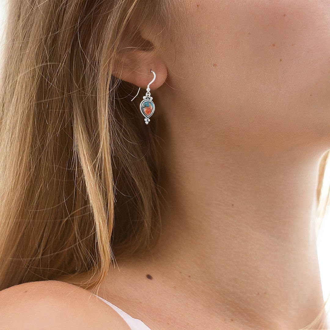 925 Sterling Silver Turquoise Drop Dangle Earrings for Women - Boho Western Jewelry, Birthday Gift for Her, Perfect for Casual Wear & Special Occasions