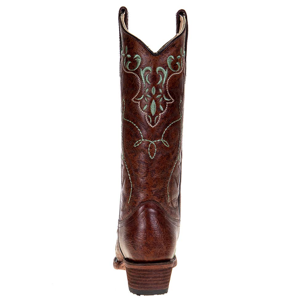 Women's Corral Boots - Turquoise Embroidered Snip Toe Western Boots Size 6 B in Brown | Perfect for Country Dancing, Rodeos & Western Fashion Outfits
