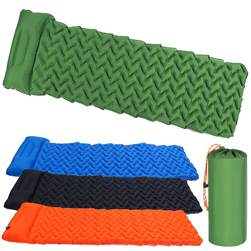 XIEZI Double-Layer Waterproof Inflatable Air Mattress - Moisture-Proof Nylon Camping Sleeping Pad for Outdoor Adventures (195x61cm, Navy Blue) - Perfect for Camping, Hiking, Backpacking & Travel