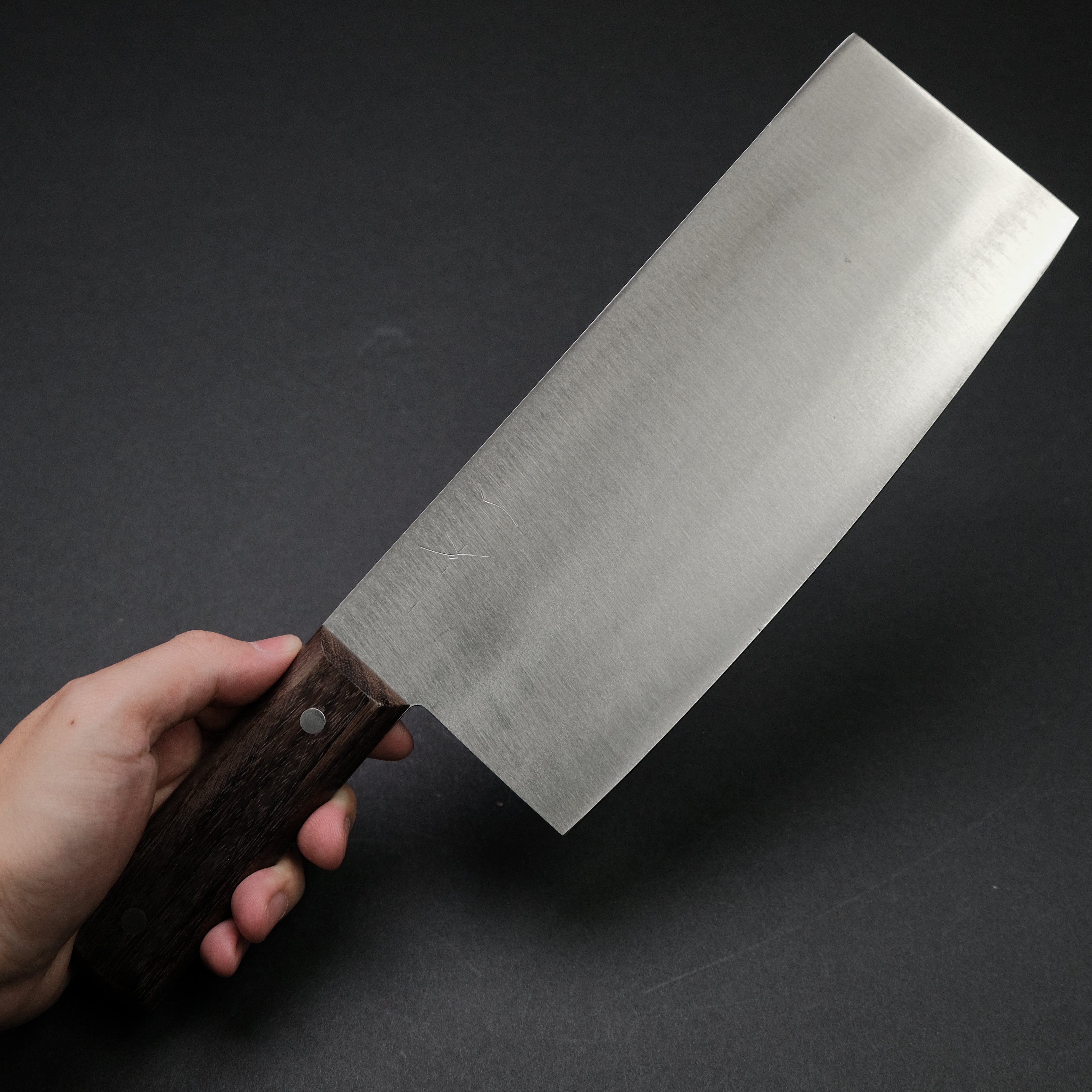 Hitohira Nihonko 220mm Carbon Steel Chinese Chef Cleaver with Rosewood Handle - Professional Kitchen Knife for Chopping, Slicing Meat & Vegetables
