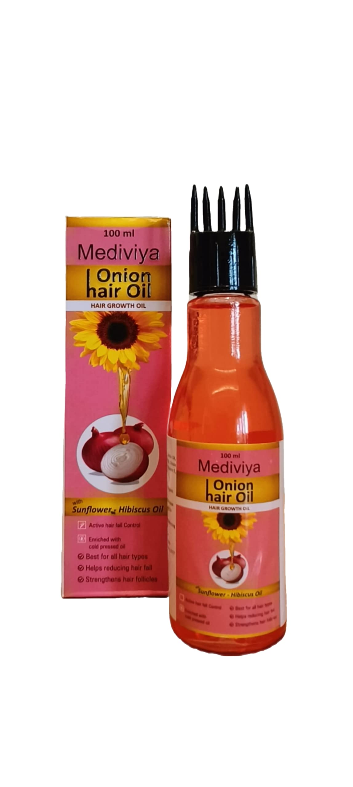 Mediviya Onion Hair Oil for Hair Growth & Thickness - Natural Onion Extract Treatment for Dry, Damaged Hair - Use for Daily Scalp Massage & Overnight Hair Care