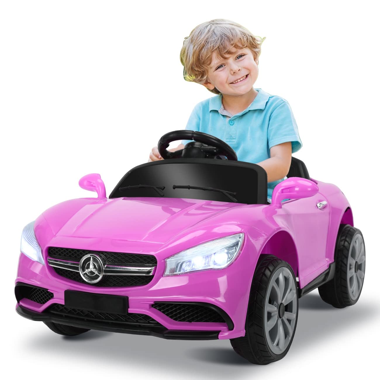 4HOMART YVONNE&F.L.A.M. Kids Ride-On Car with 2.4G Remote Control - Electric Battery-Powered Toy Vehicle for Children Ages 2-6 Years - Double Doors, Safety Belt & LED Lights - Perfect for Indoor & Outdoor Play, Birthday Gifts & Family Fun