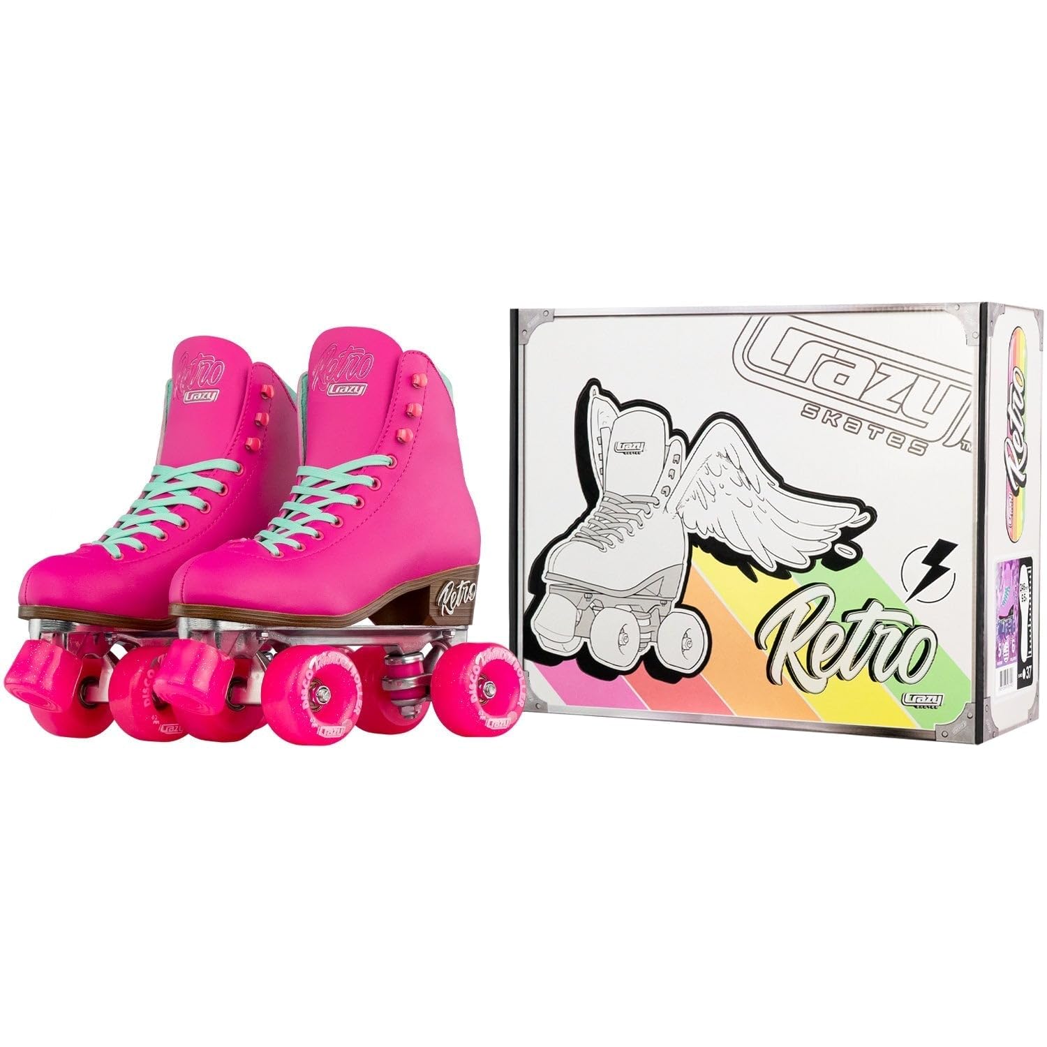 Crazy Skates Retro Roller Skates - Adjustable & Fixed Size Quad Skates for Men, Women & Kids | Classic 80s Style Roller Skates for Indoor & Outdoor Rink, Roller Disco & Fitness