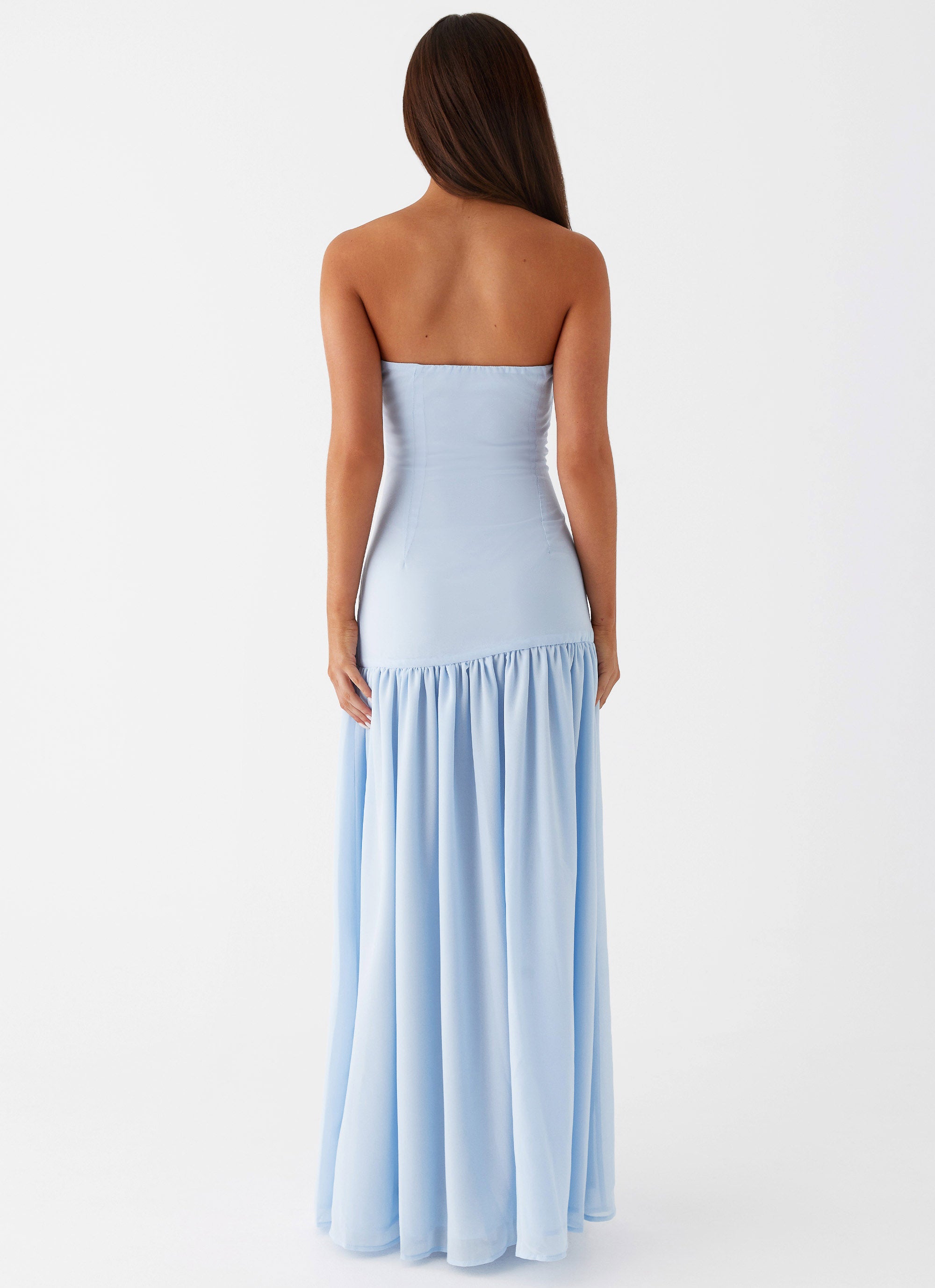 Eden Strapless Maxi Dress - Blue Flowy Long Summer Dress for Women | Beach Wedding, Vacation, Party Wear