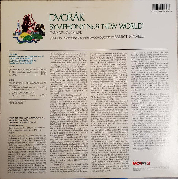 Dvořák Symphony No. 9 'New World' & Carnival Overture LP Vinyl Record - Barry Tuckwell & London Symphony Orchestra - Near Mint or Mint Condition - Perfect for Classical Music Collectors & Audiophiles