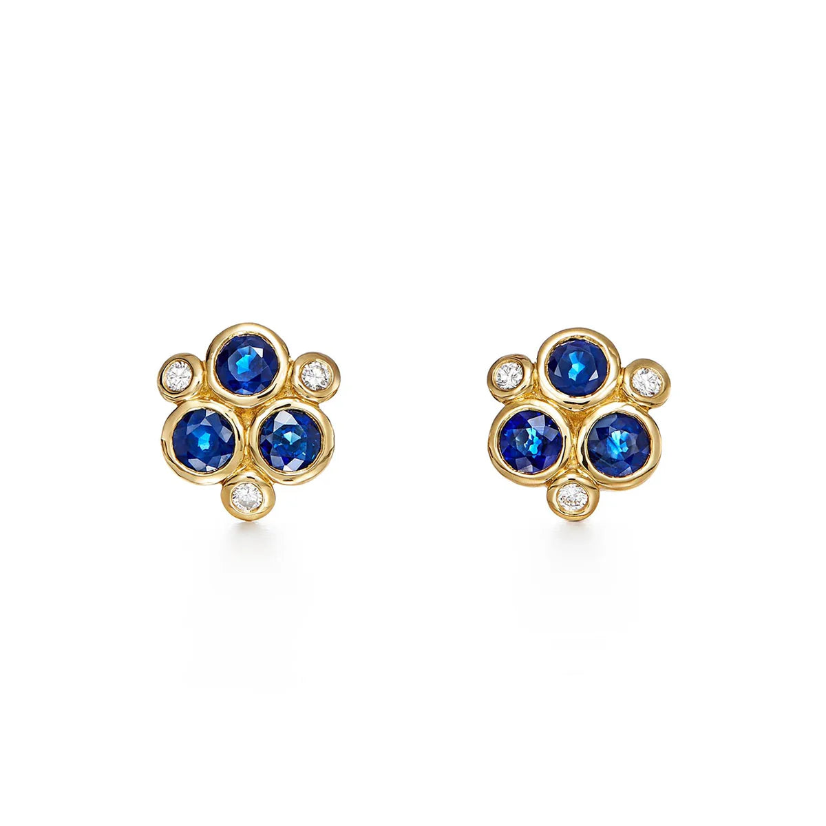 Exquisite Blue Sapphire and Diamond Trio Earrings | 14K Gold Jewelry for Women | Perfect for Weddings, Parties & Special Occasions