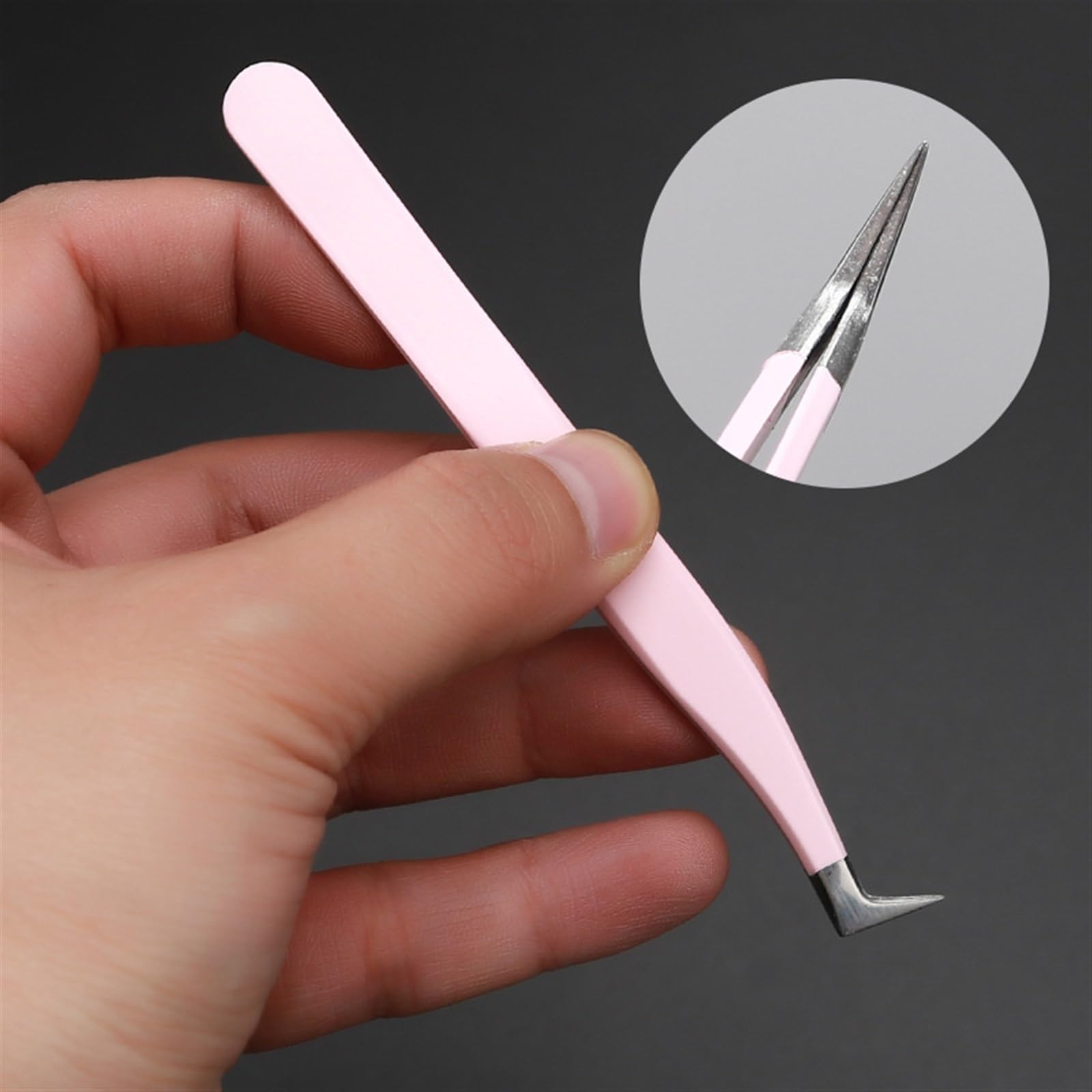 Professional Pink Eyebrow & Eyelash Tweezers Set - Precision Hair Removal & False Lash Extension Tools with Nail Clip | Perfect for Salon, Home Makeup, and DIY Beauty Care