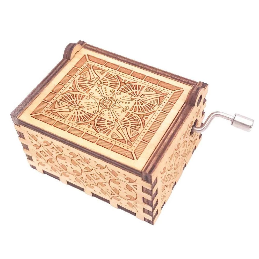 The Legend of Zelda Hand Crank Music Box - Wooden Carved Ocarina of Time Song of Storms Musical Box, Brown | Perfect for Zelda Fans, Gaming Room Decor & Collectible Gift