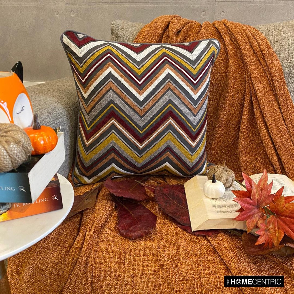 Amber Chevron Burgundy Velvet Decorative Throw Pillow Cover - Soft Luxury Cushion Cover for Sofa, Bed, Living Room & Home Decor