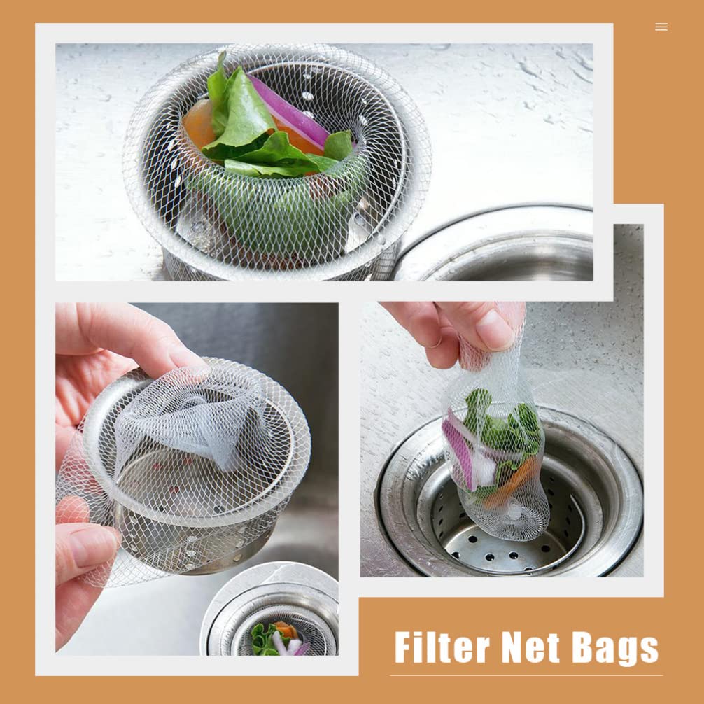 HEMOTON 300Pcs Disposable Sink Strainer Bags - Fine Mesh Kitchen Drain Filter for Vegetables, Fruits & Food Scraps - Prevents Clogging in Sinks, Tubs & Drains - Perfect for Cooking, Cleaning & Waste Disposal