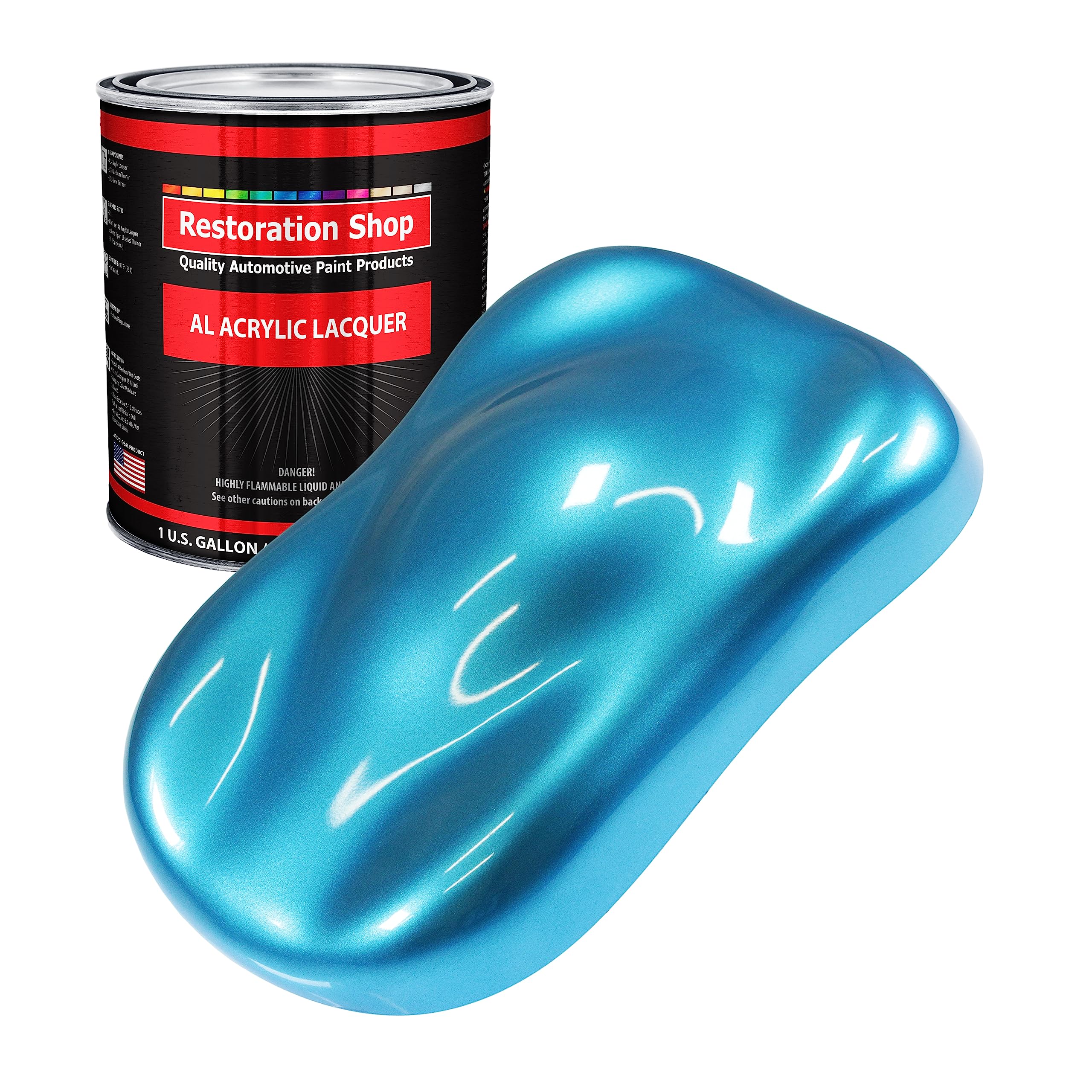Restoration Shop Electric Blue Metallic Acrylic Lacquer Auto Paint - 1 Gallon Professional Gloss Finish for Cars, Trucks, Guitars & Furniture | Perfect for Automotive Refinishing & DIY Projects