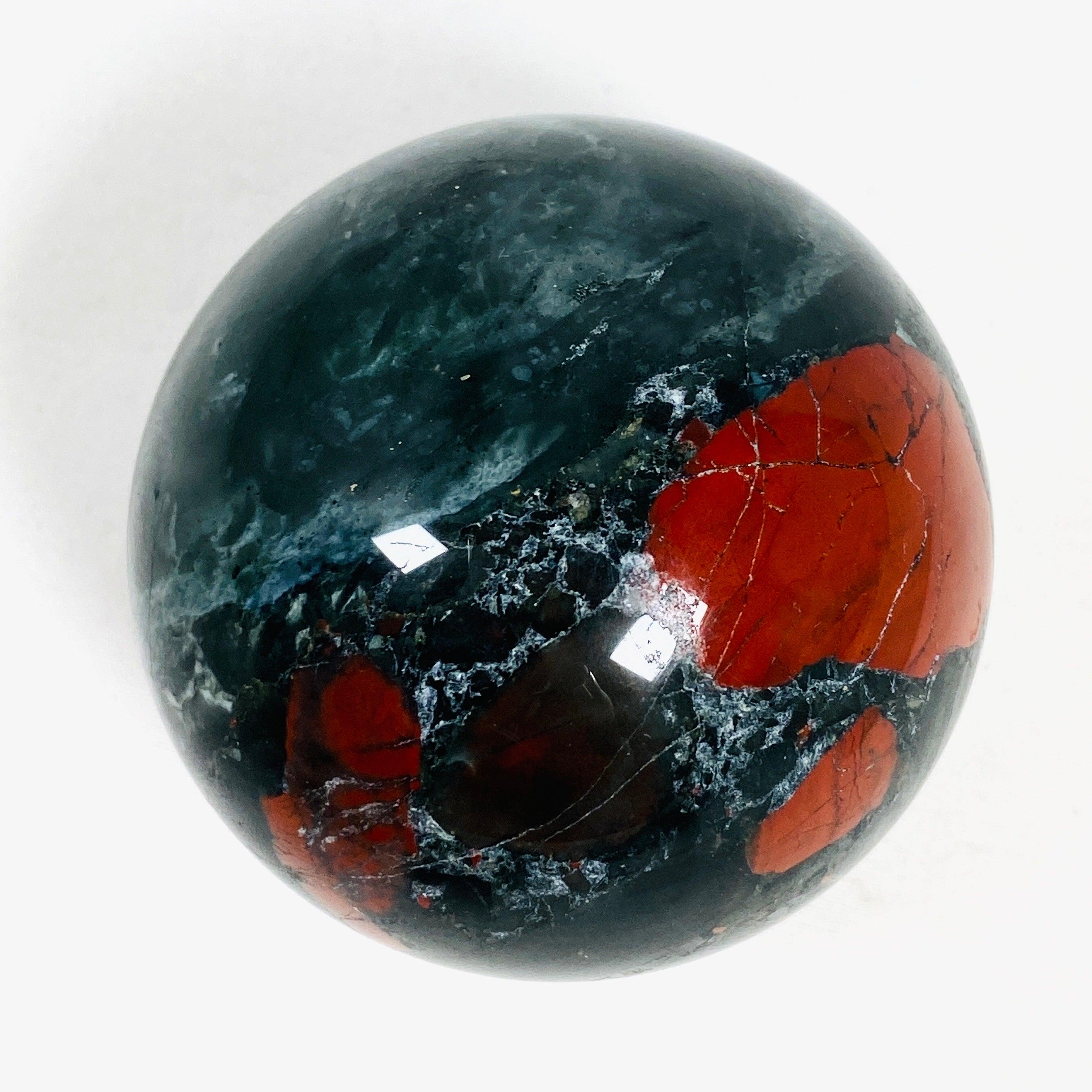 African Bloodstone Sphere ABS 2 - Natural Healing Crystal for Meditation, Energy Work & Home Decor - Perfect for Reiki, Chakra Balancing & Spiritual Gifts