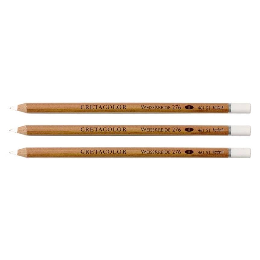 CretaColor White Soft Chalk Pencils - 3 Pack for Drawing, Sketching & Chalkboard Art | Ideal for Artists, Teachers & DIY Projects