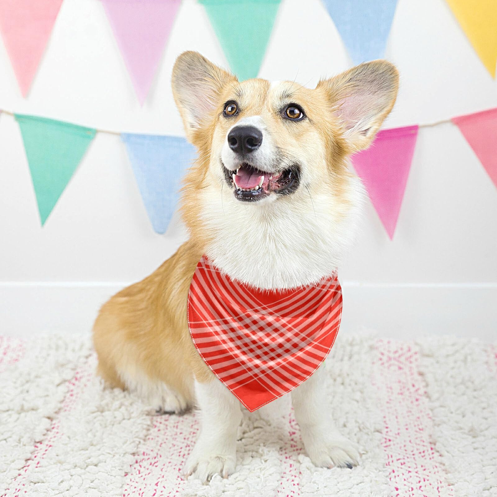 2 Pack Soft Breathable Dog Bandanas - Checkered Milk Silk Pet Scarf with Snap Button, Triangle Bibs & Kerchief Set | Perfect for Holidays, Parties & Everyday Pet Accessories