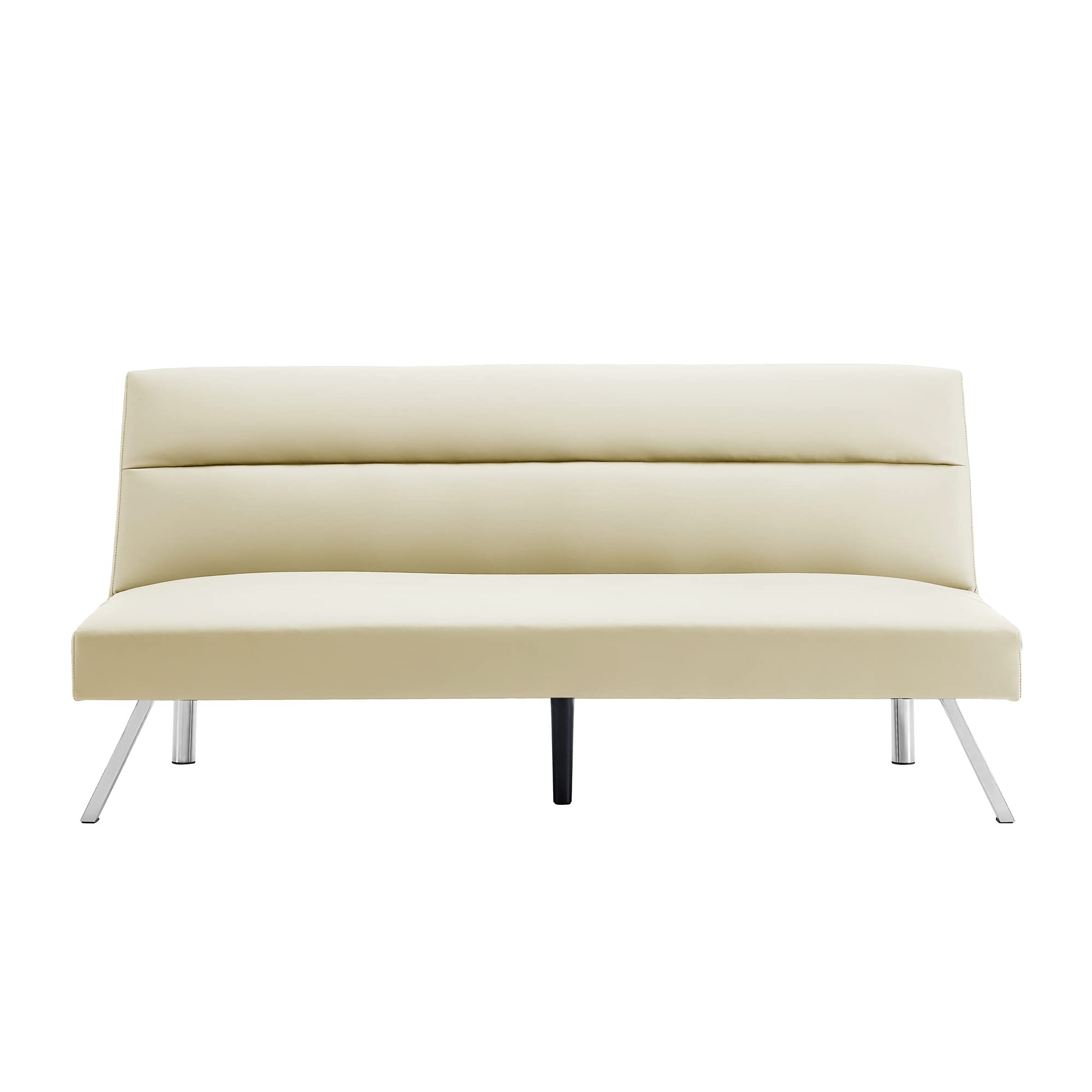 Modern Twin Futon Sofa Bed Sleeper - SIU Armless Convertible Loveseat Couch Daybed with 2 Adjustable Backrest Angles & Sturdy Metal Legs for Living Room, Apartment, Dorm | Space-Saving Multi-Functional Furniture for Small Spaces, Guest Room & Studio (Beige)