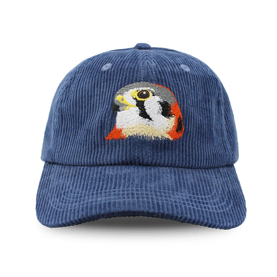 American Kestrel Corduroy Hat for Men & Women - Premium Midnight Spruce Green Outdoor Cap for Birdwatching, Hiking & Casual Wear