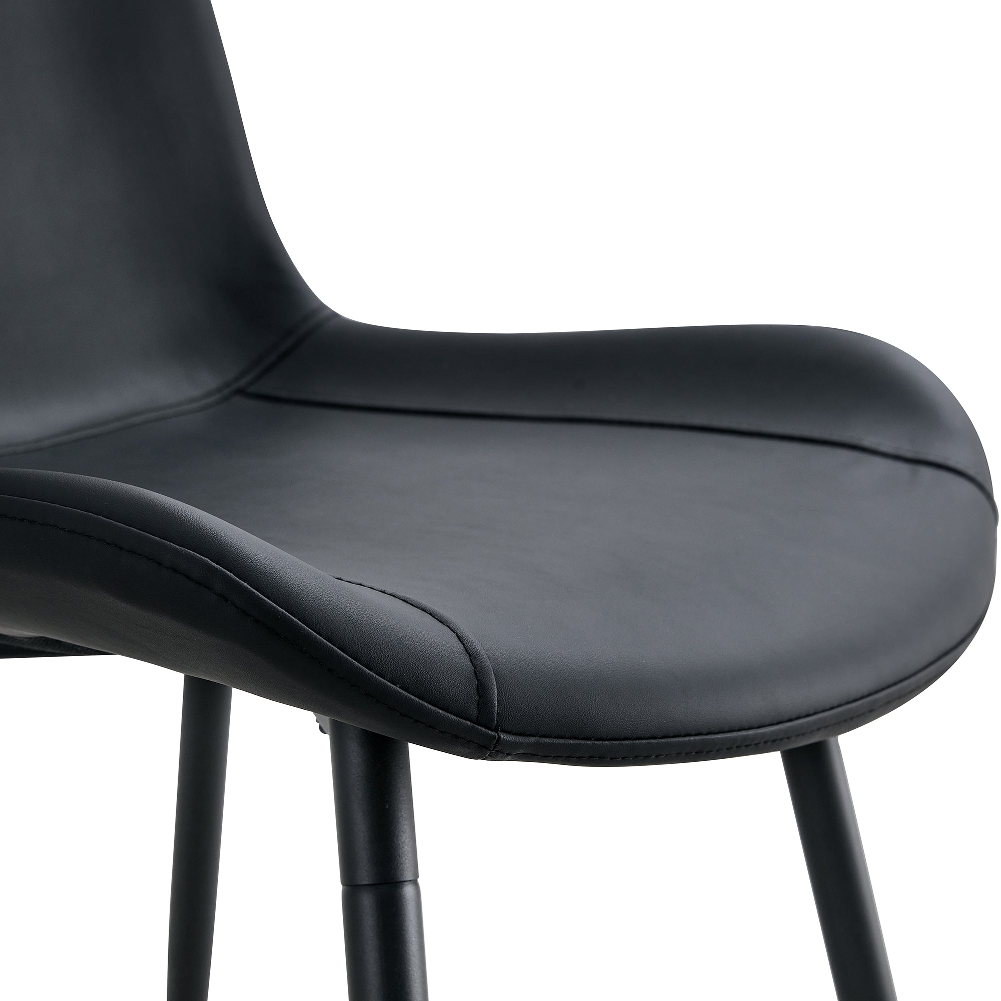 Premium Black Faux Leather Dining Chairs with Metal Legs - Ergonomic Curved Backrest & Wide Cushion for Maximum Comfort - Set of 4 Modern Chairs for Restaurant, Kitchen, Bedroom & Office Use