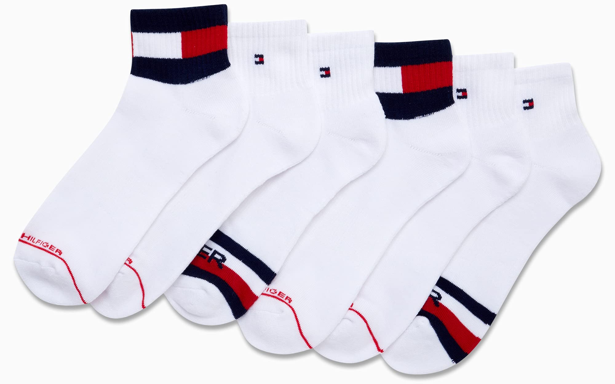 Tommy Hilfiger Men's Athletic Performance Cushion Quarter Cut Ankle Socks - 6 Pack Breathable Moisture-Wicking Workout Socks for Running, Gym & Casual Wear