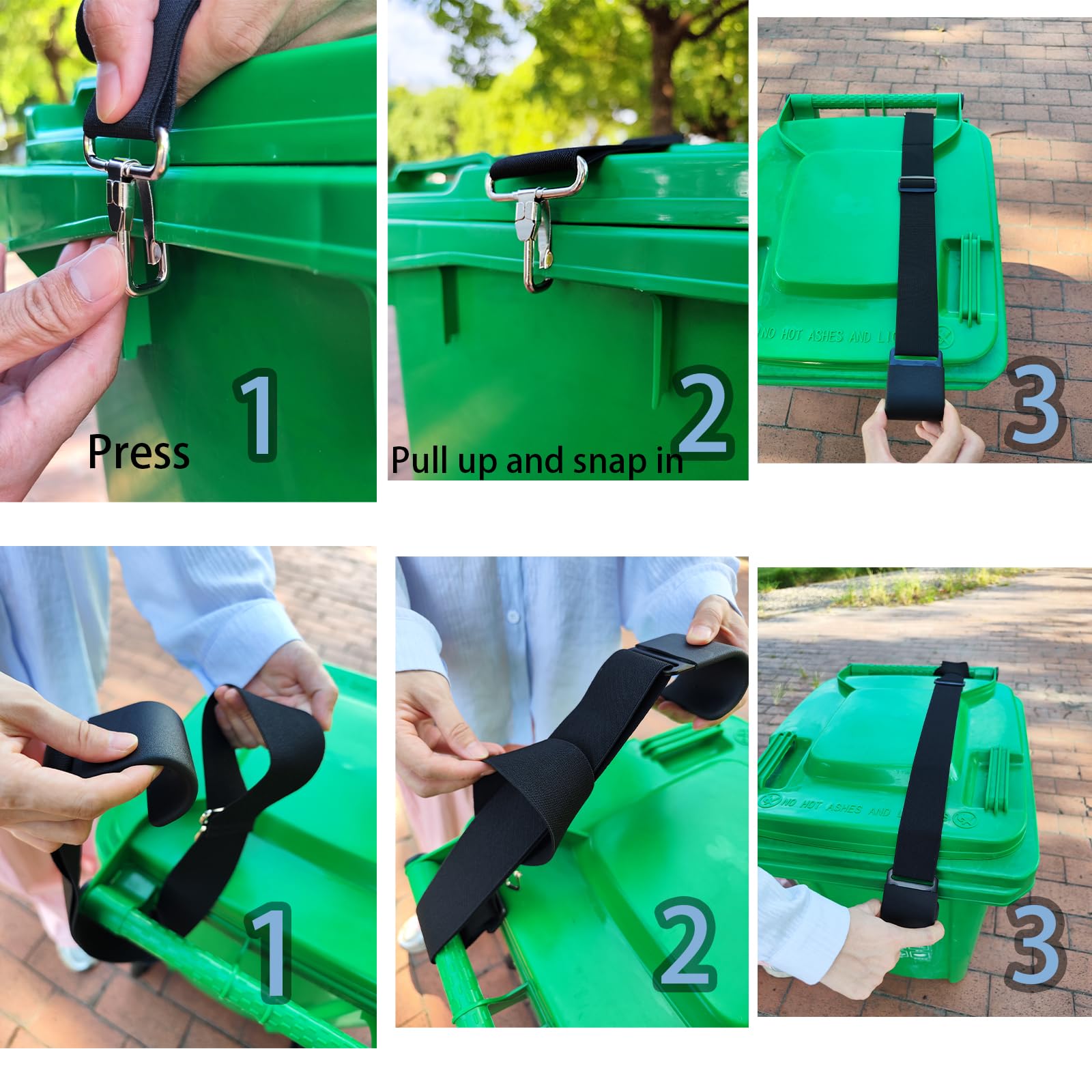 2 Pack Adjustable Trash Can Lid Locks - Heavy Duty Garbage Bin Straps for Raccoons, Squirrels & Dogs - Secure Outdoor Trash Cans from Animals (Black) - Perfect for Backyards, Camping & Wildlife Areas