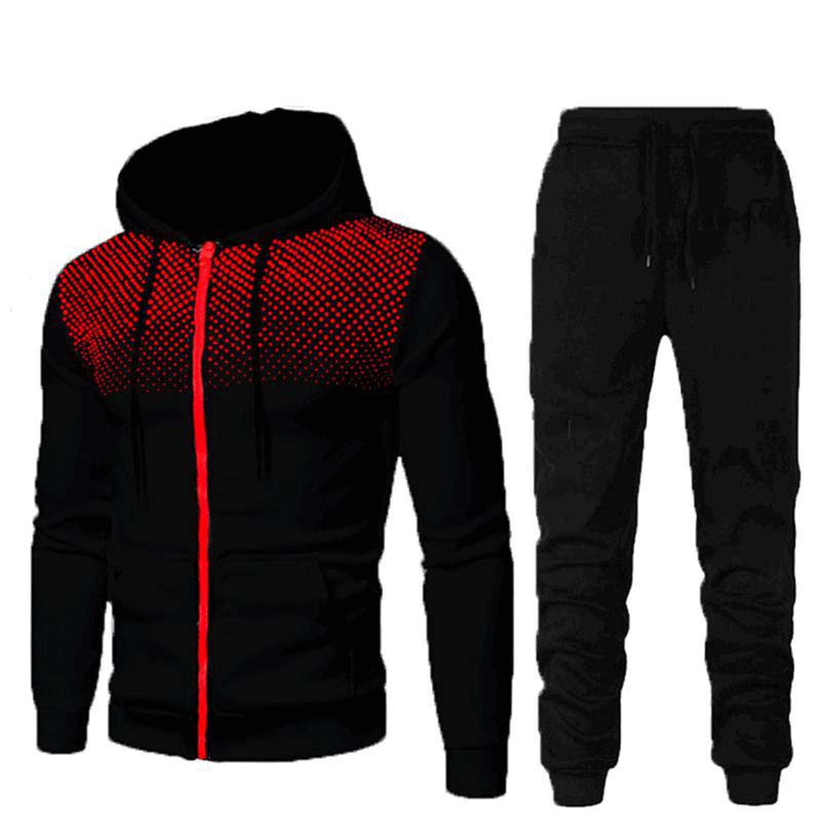 Blandoom Men's 2-Piece Sportswear Set - Full Zip Hoodie & Cargo Joggers - Warm Activewear Tracksuit for Gym, Running & Casual Wear