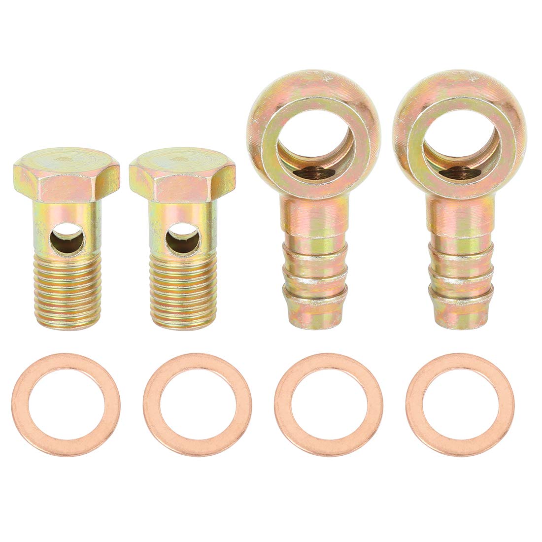 X AUTOHAUX 2 Sets 14mm Banjo Bolt Fittings Kit - Internal Diameter Hose Barb Washers for Car Brake Fuel Line Repair | Universal Fit for Automotive Maintenance & DIY Projects