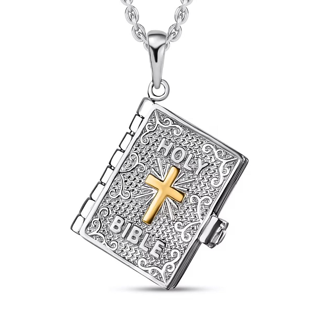 925 Sterling Silver Bible Pendant Necklace - Religious Gift for Men & Women - Perfect for Christian Gifting