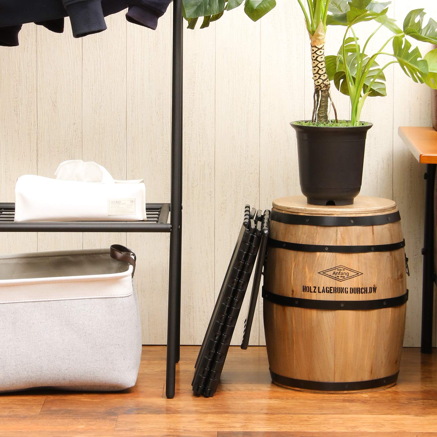 Fuji Boeki 86105 Foldable Storage Box & Camping Trash Can - 12.6 Inch Portable Outdoor Chair with 176.4 lbs Capacity - Perfect for Camping, Picnics, Beach & Backyard Use - Durable Black Design (32cm/80kg)