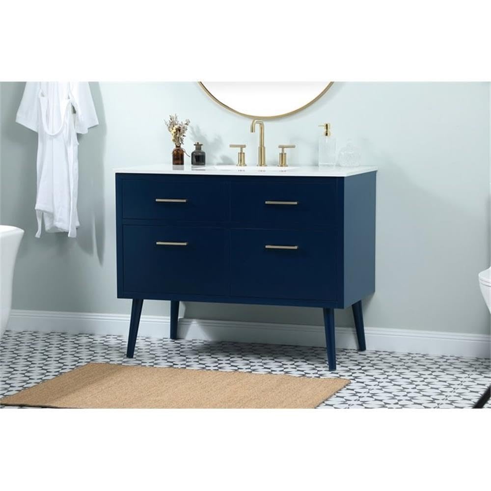 42 Inch Elegant Blue Bathroom Vanity Cabinet for Modern Kitchen & Bath - Perfect for Small Bathroom Remodeling & Space-Saving Storage Solutions