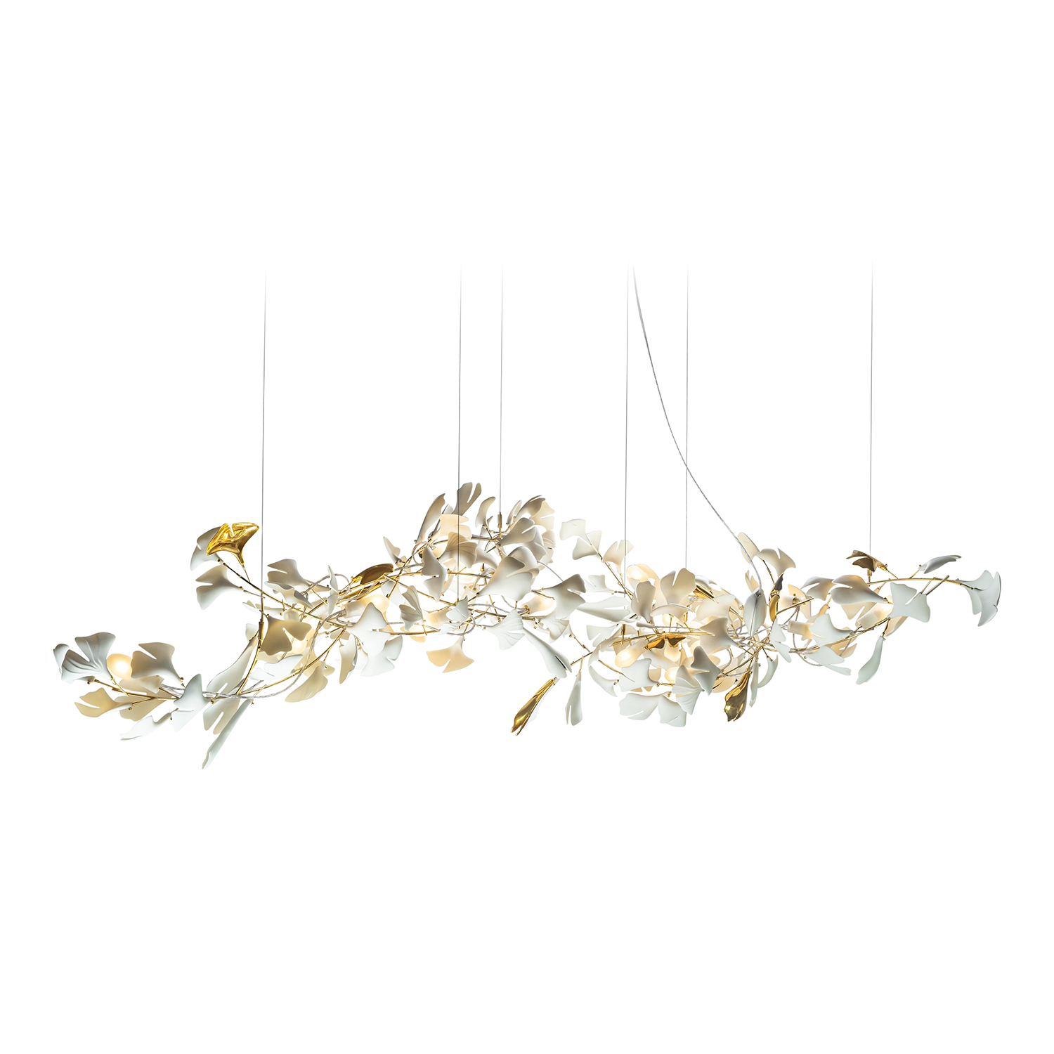 Elegant Ginkgo Leaf Chandelier - Modern Crystal Ceiling Light Fixture for Dining Room, Living Room & Bedroom | Perfect for Home Decor & Wedding Venue Lighting