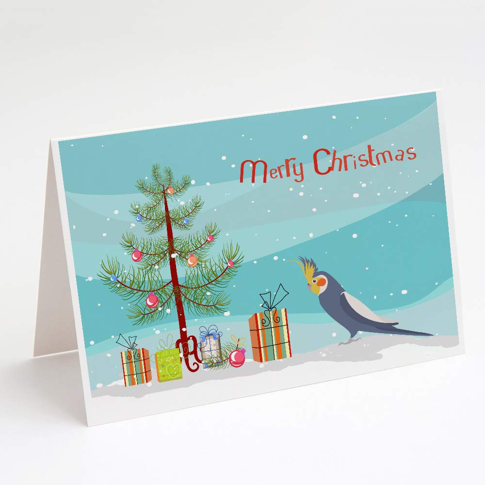 Cockatiel Merry Christmas Greeting Cards - Pack of 8 Blank A7 (5x7) Note Cards with Envelopes | Whimsical Bird Holiday Stationery for Christmas Wishes, Party Invitations & Festive Correspondence