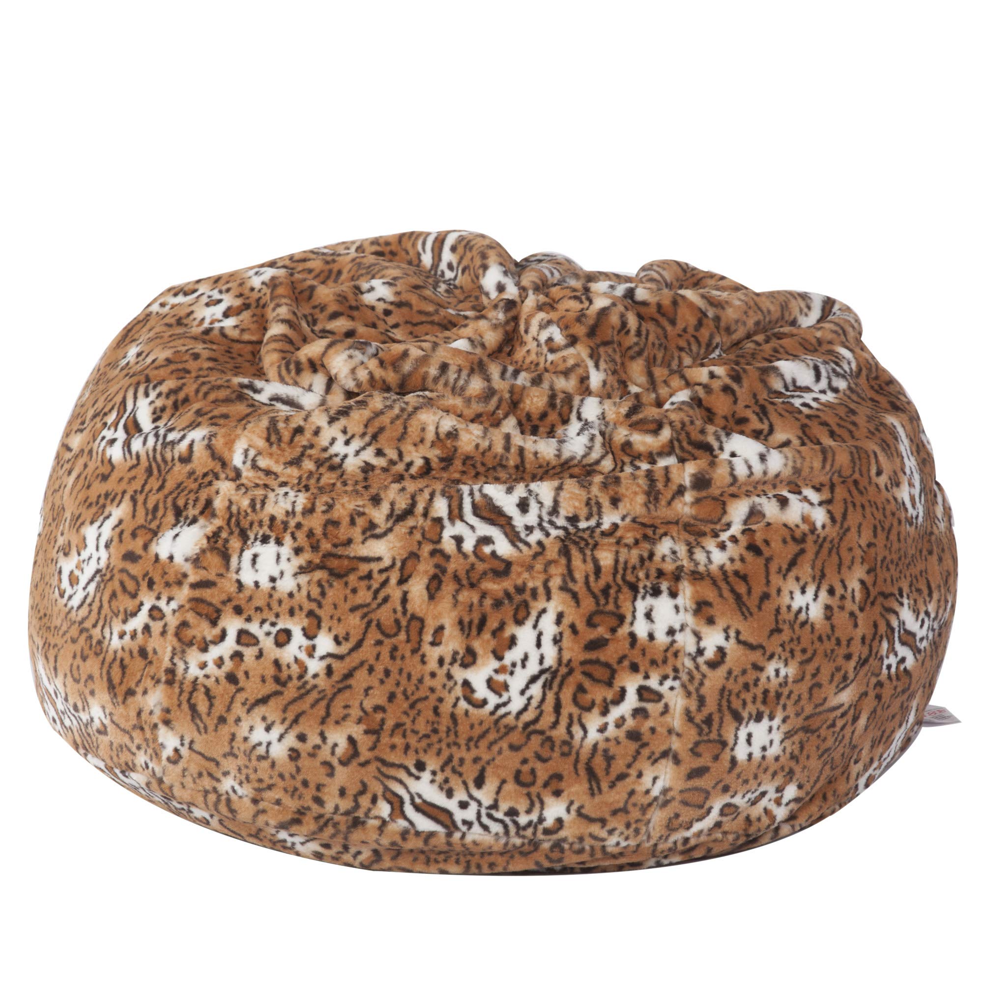 LUCKYERMORE 3ft Bean Bag Chair - Plush Furry Sofa Lounger with Sponge Filling for Adults & Kids | Ultra Soft & Comfy Beanless Bag Chair | Leopard Print Luxury Seating for Living Room, Bedroom & Game Room
