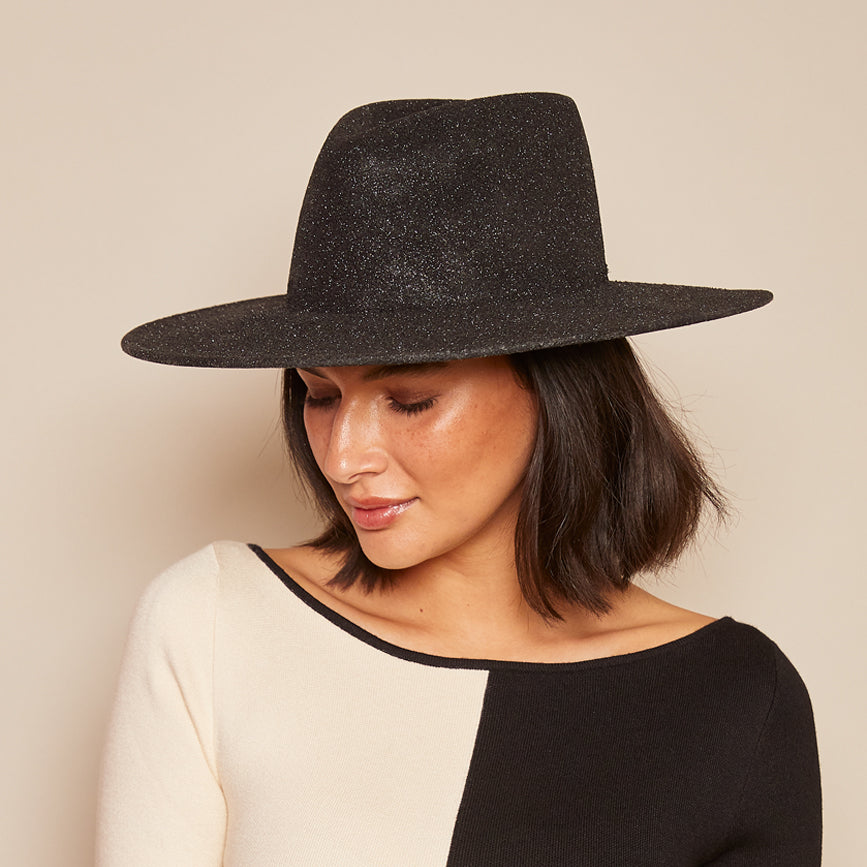 Harlowe Glitter Wool Felt Fedora Hat for Women - Stylish Winter Fashion Accessory for Parties, Weddings & Holiday Events