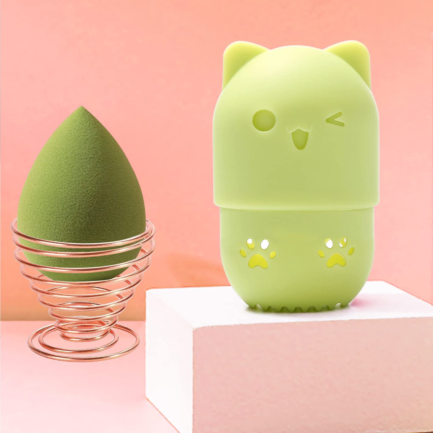 Premium Makeup Sponge Holder & Travel Case - Beauty Blender Drying Stand for Cosmetic Sponges, Powder Puffs & Beauty Eggs | Portable Organizer for Makeup Tools | Perfect for Travel, Home Vanity & Professional Makeup Kits (Green)