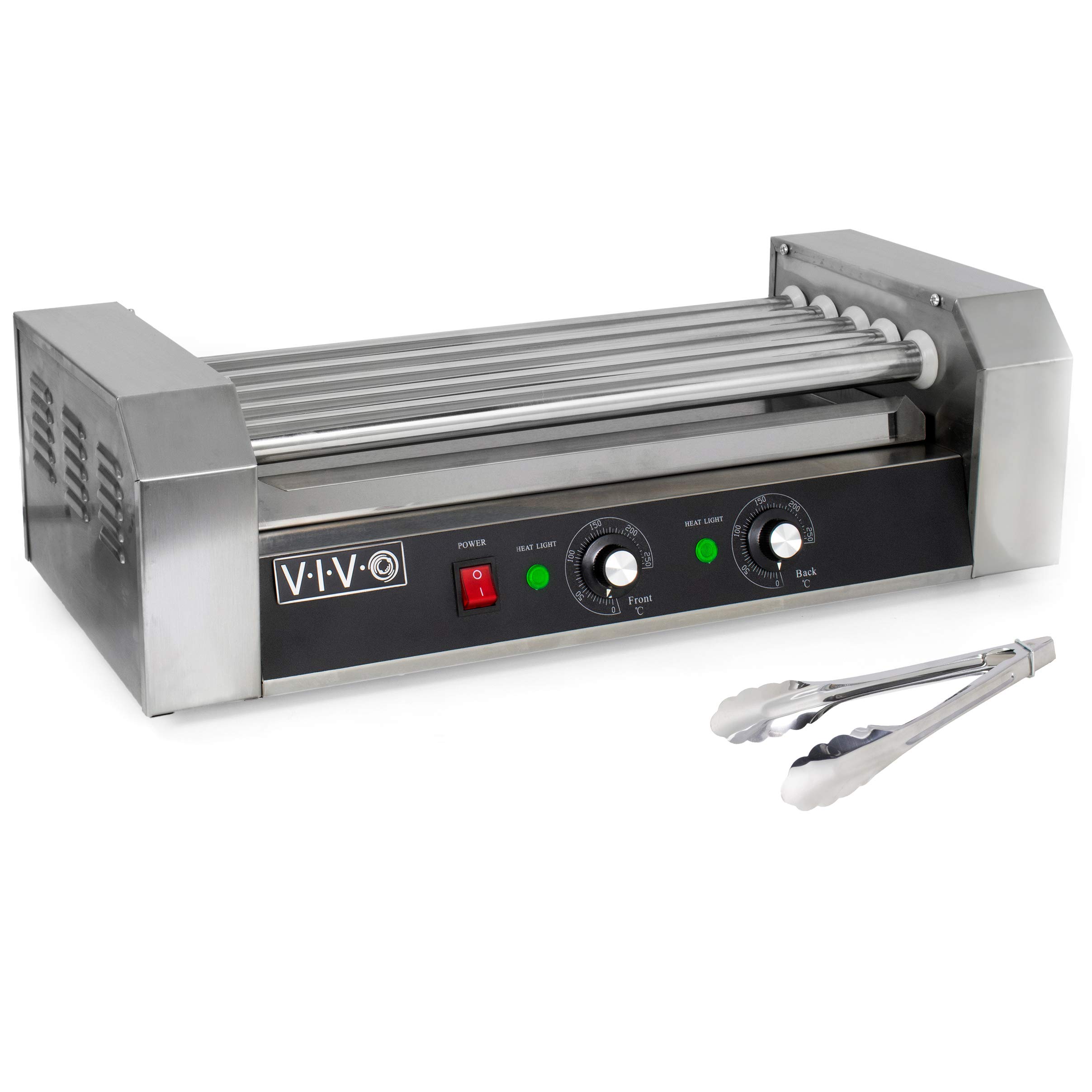 VIVO Electric 12 Hot Dog 5 Roller Grill Cooker Warmer, 750W Commercial & Household Stainless Steel Hot Dog Machine (HOTDG-V005) - Perfect for Restaurants, Food Trucks, Parties, and Home Use