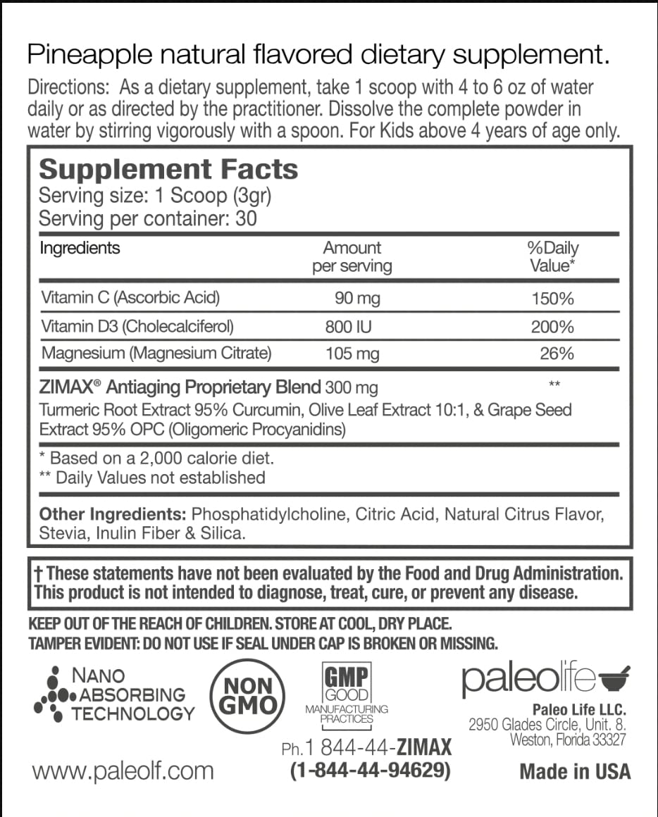 ZIMAX Kids Super Antioxidant Supplement for Children Ages 4-16 - 100% Natural with Vitamin C, D3, Magnesium, Curcumin & Ginger - Supports Immune System & Healthy Growth - Perfect for School, Sports & Daily Wellness