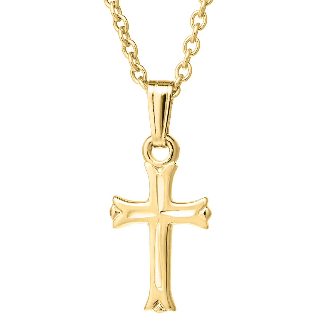 14K Gold Filled Engraved Cross Pendant Necklace for Baby - Christening Gift, Baptism Jewelry, First Communion Present - Perfect for Special Occasions & Everyday Wear