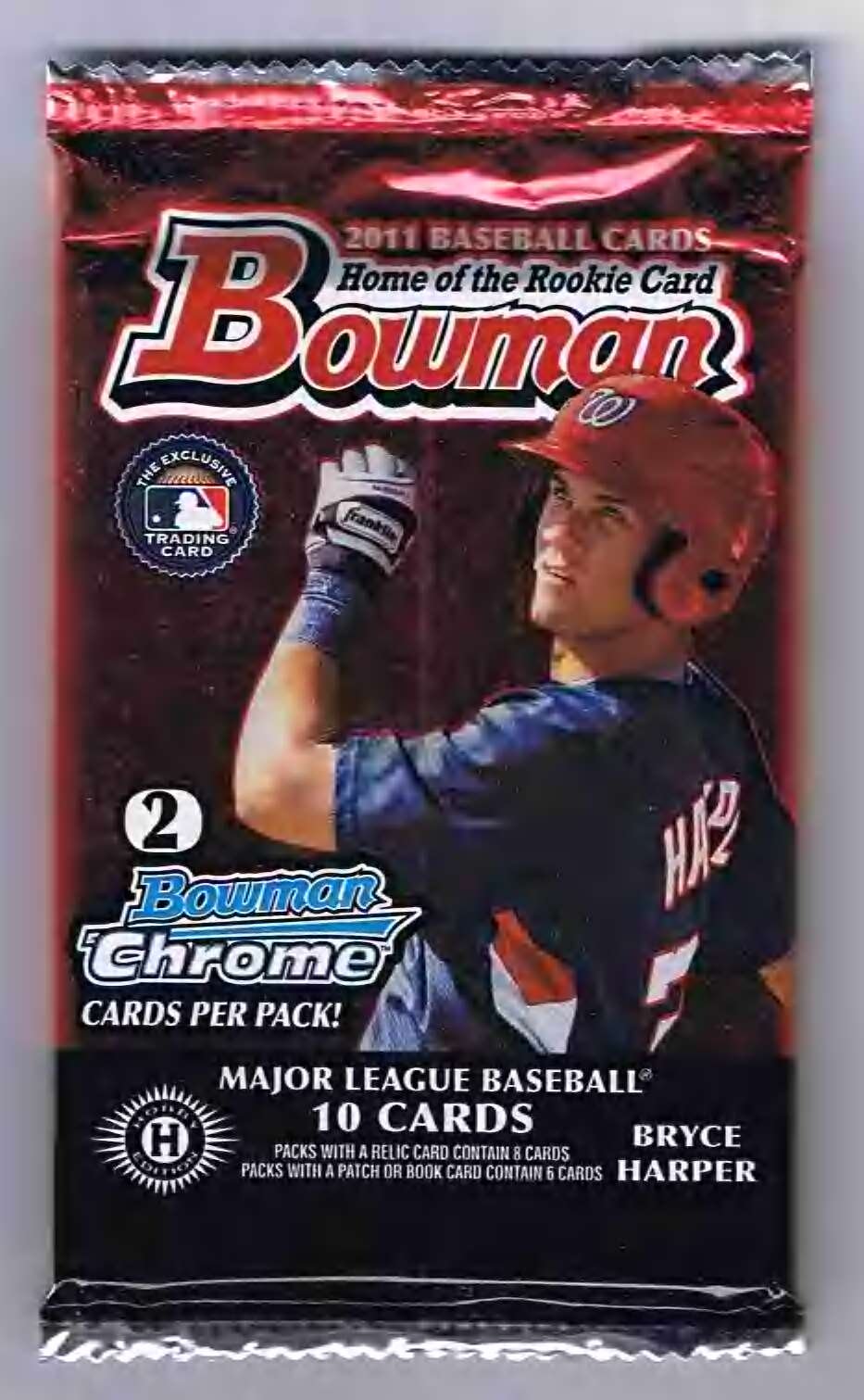 2011 Bowman Baseball Pack - 10 Trading Cards per Pack with 2 Chrome Cards - Featuring Rookie Cards of Bryce Harper & Mike Trout - Perfect for Collectors, Investors & Baseball Fans